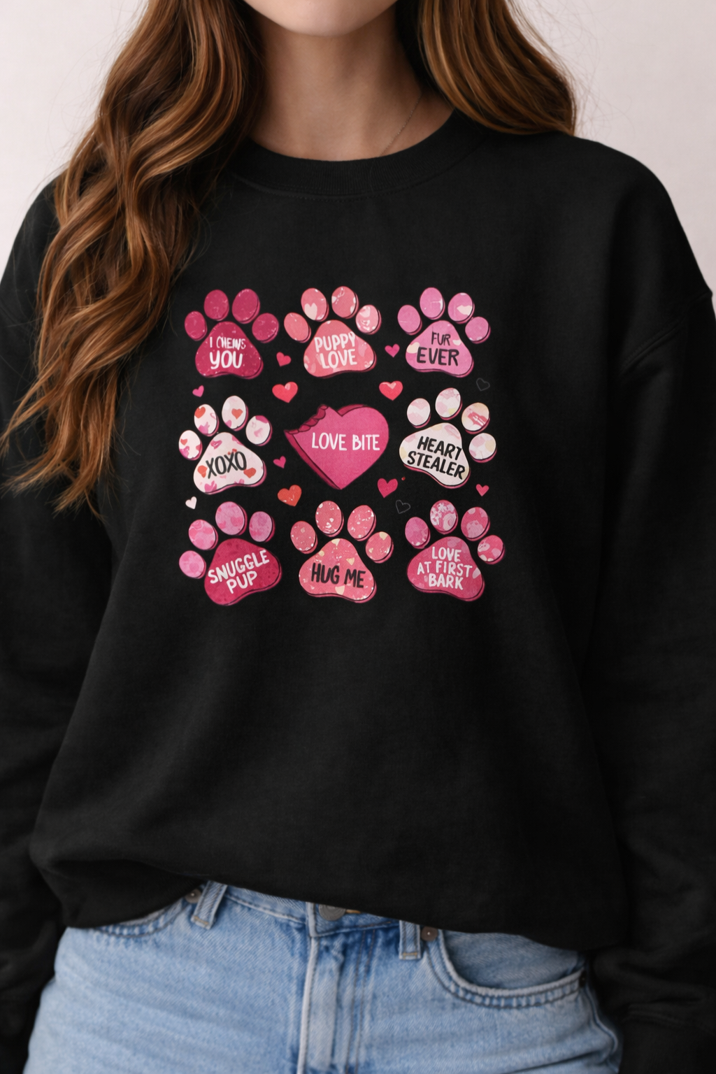 🐾 Puppy Love Valentine Crewneck Sweatshirt (Gildan)