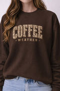 ☕🐆 Coffee Weather Leopard Crewneck Sweatshirt (Gildan)