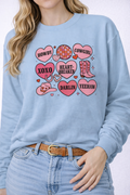 💕🌵 Howdy Cowgirl Valentine Candy Hearts Crewneck (Gildan)