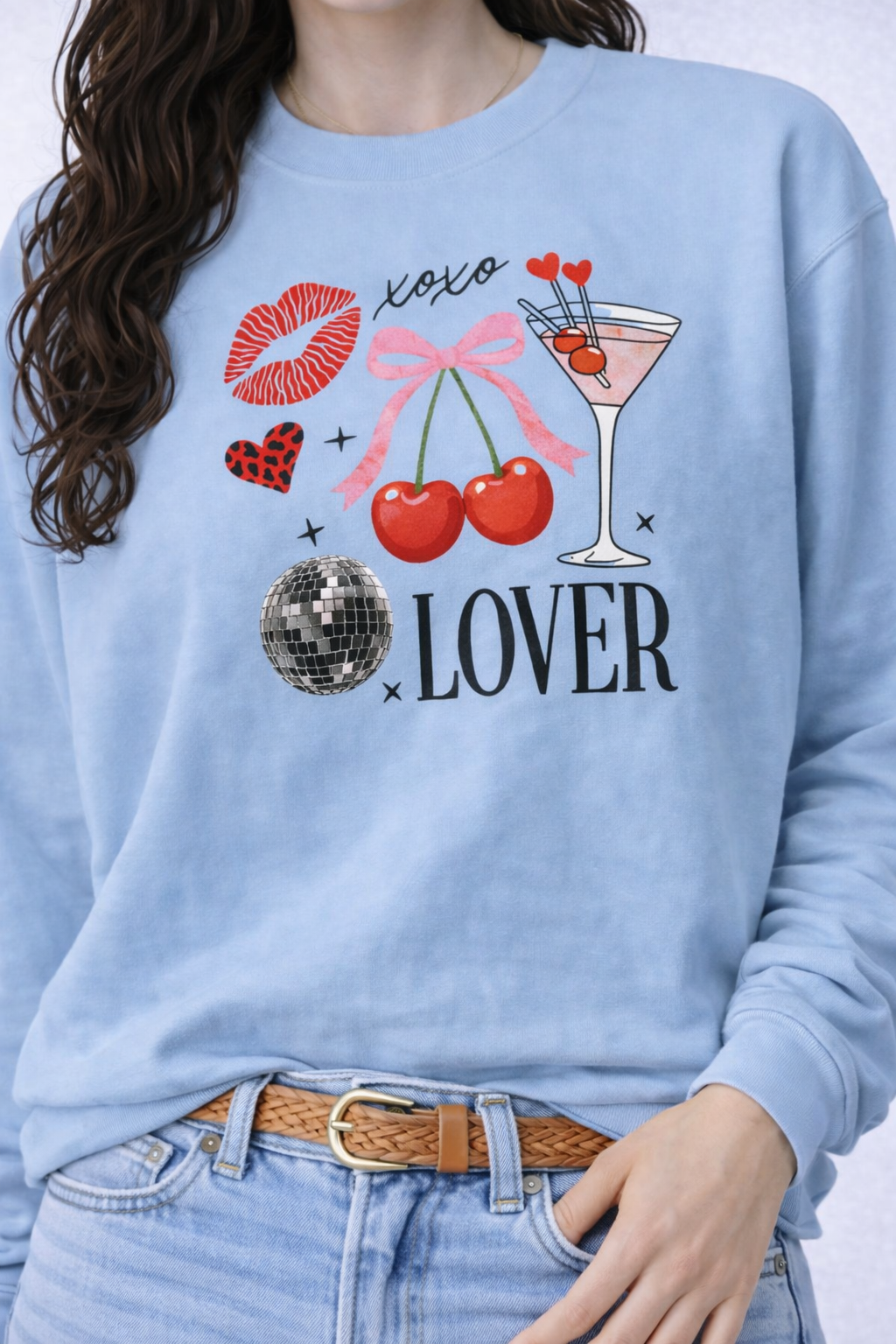 💋🍒 XO Lover Cherry Disco Crewneck Sweatshirt (Gildan)