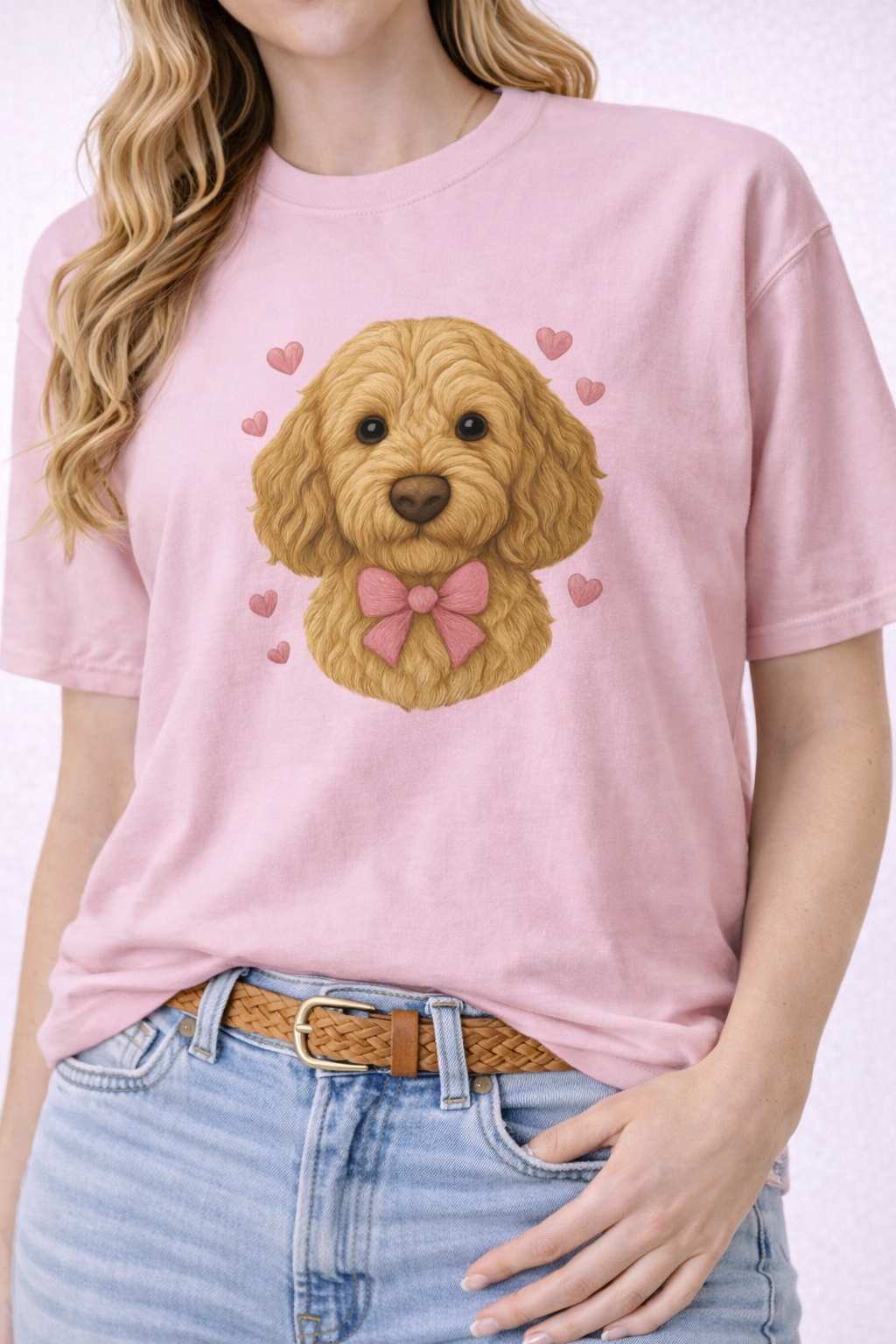 💗 Valentine Goldendoodle Puppy Shirt | Faux Yarn Doodle Valentine Tee (Comfort Colors)