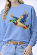 🦆✨ Faux Rhinestone Flying Duck Crewneck Sweatshirt (Gildan)