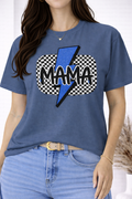 Blue Lightning Mama Checker Graphic Tee