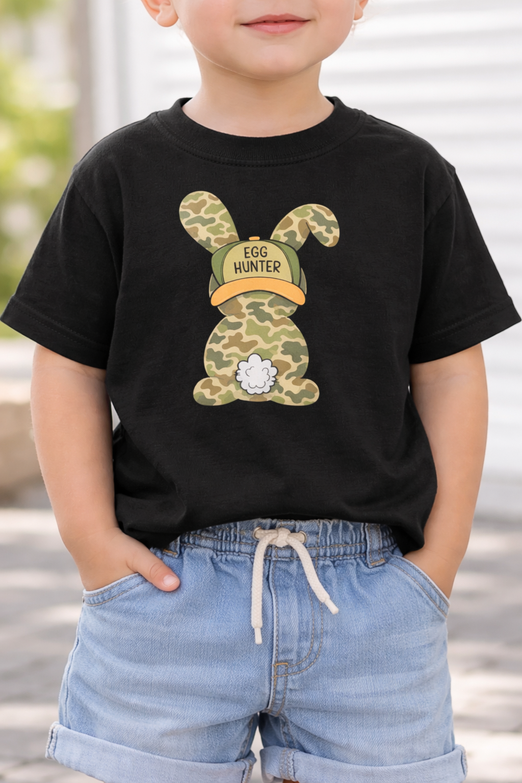Camo Egg Hunter Bunny Kids Easter Tee