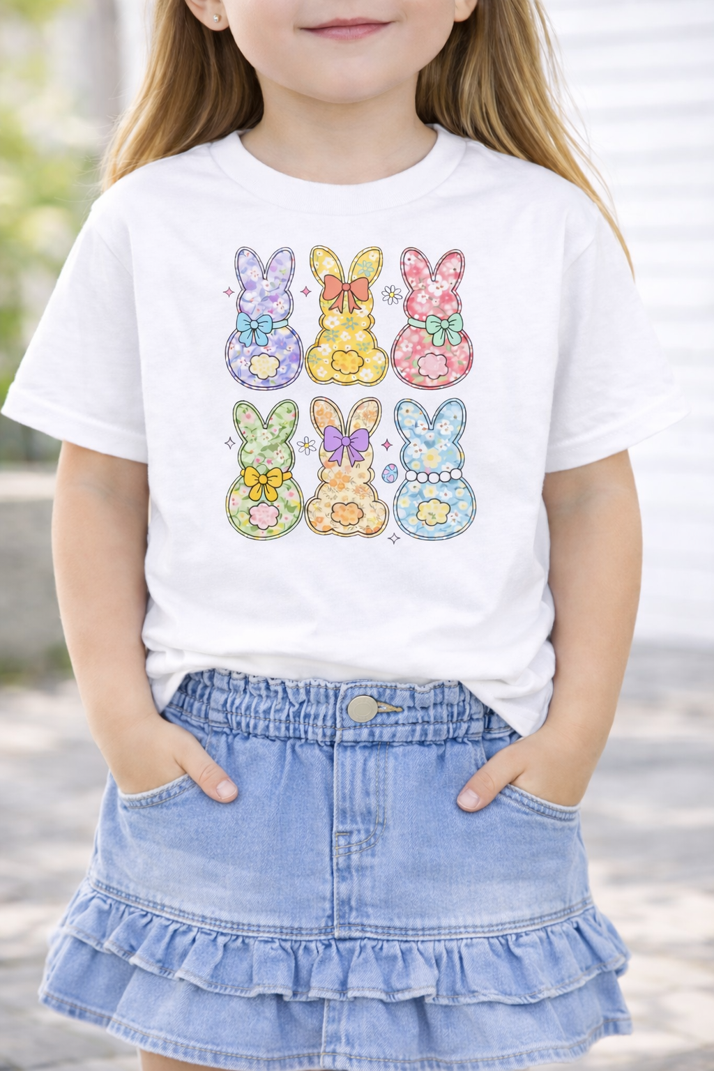 Floral Easter Bunnies Kids Tee – Pastel Spring Bunny Shirt