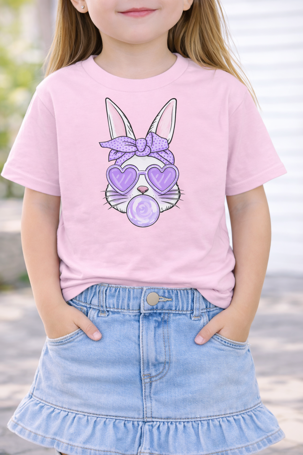 Purple Bunny Heart Glasses Kids Easter Tee