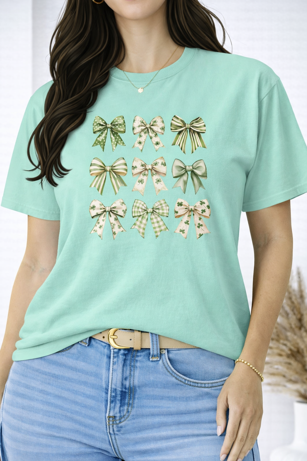 🍀🎀 Lucky Clover Bow Collage Graphic Tee