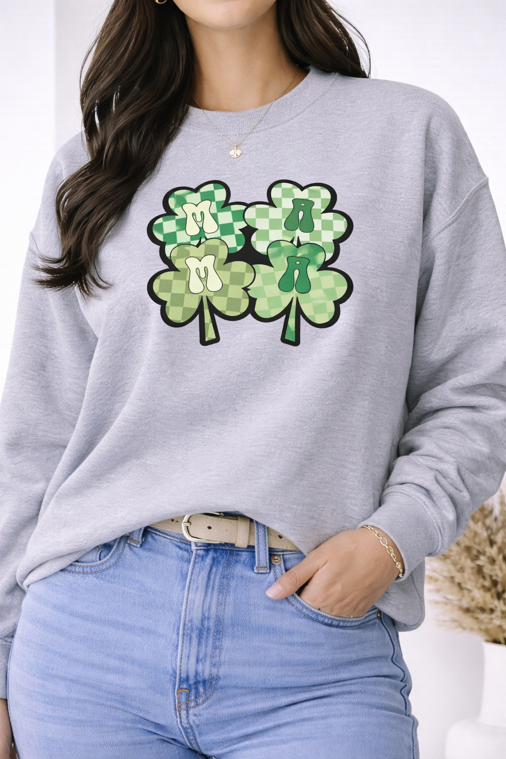 Irish Mama Clover Graphic Crewneck
