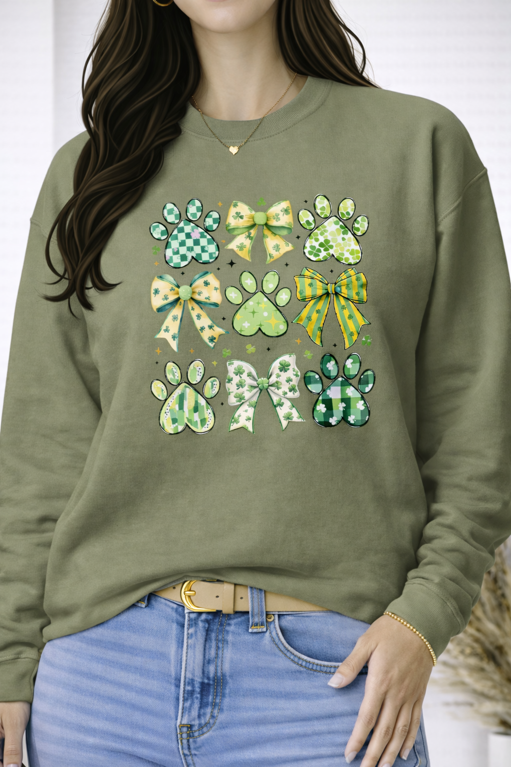 Lucky Paws & Bows St. Patrick’s Day Crewneck