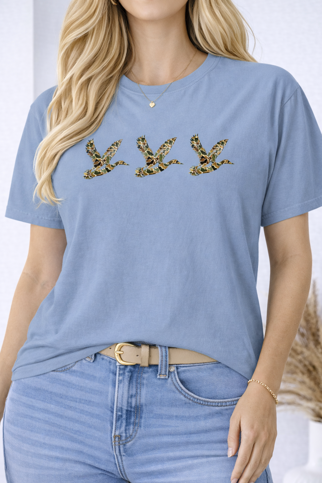 Camo Flying Ducks Women’s Graphic Tee (Comfort Colors)