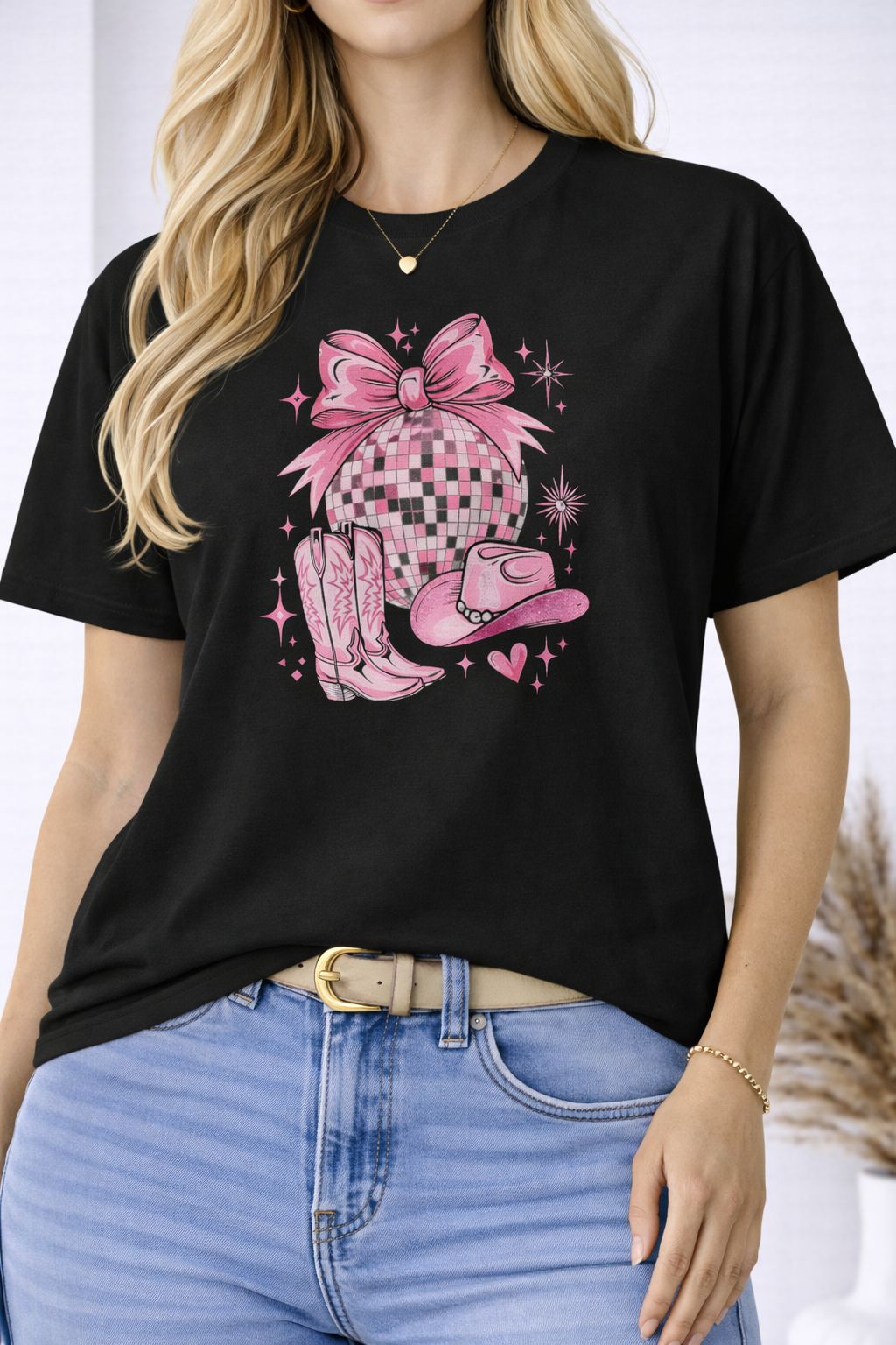 Pink Disco Cowgirl Graphic Tee