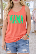 Mama Distressed Green Graphic Tank